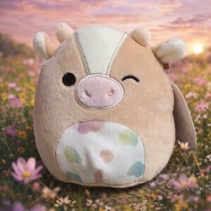 Squishmallows Griella Brown Tan White Cow 6" Stuffed Toy Animal Farm Spots Wink